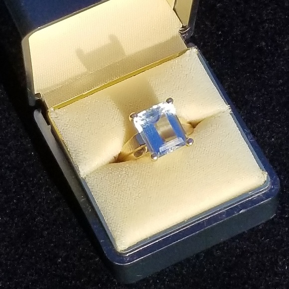 14k GOLD Large 5.5 ct Natural Aquamarine Ring 💎 - Picture 2 of 7